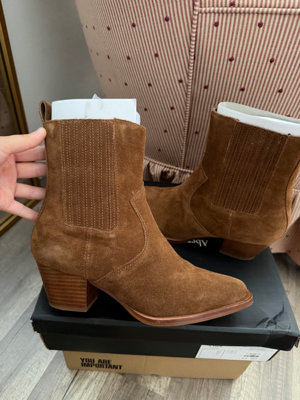 Abercrombie & Fitch Brown Suede Block Heel Ankle Boots